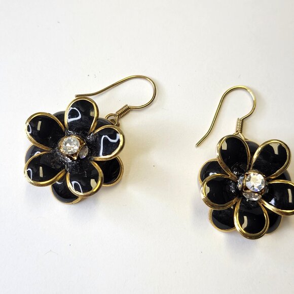 Black Flower Earrings - Picture 4 of 6